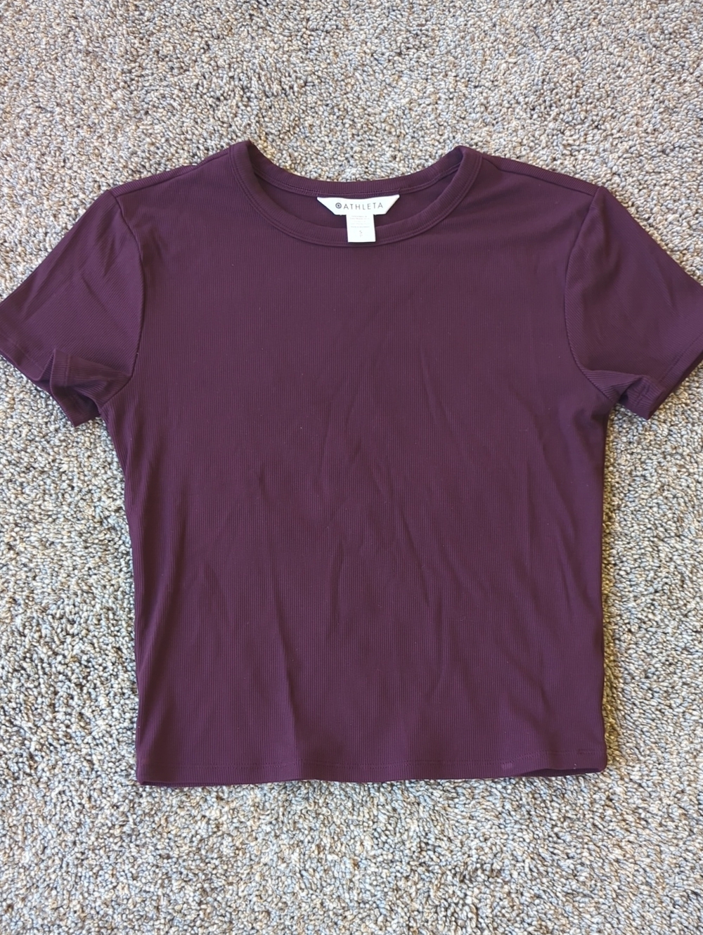 Athleta Signature Rib Crop Tee - Spiced Cabernet S